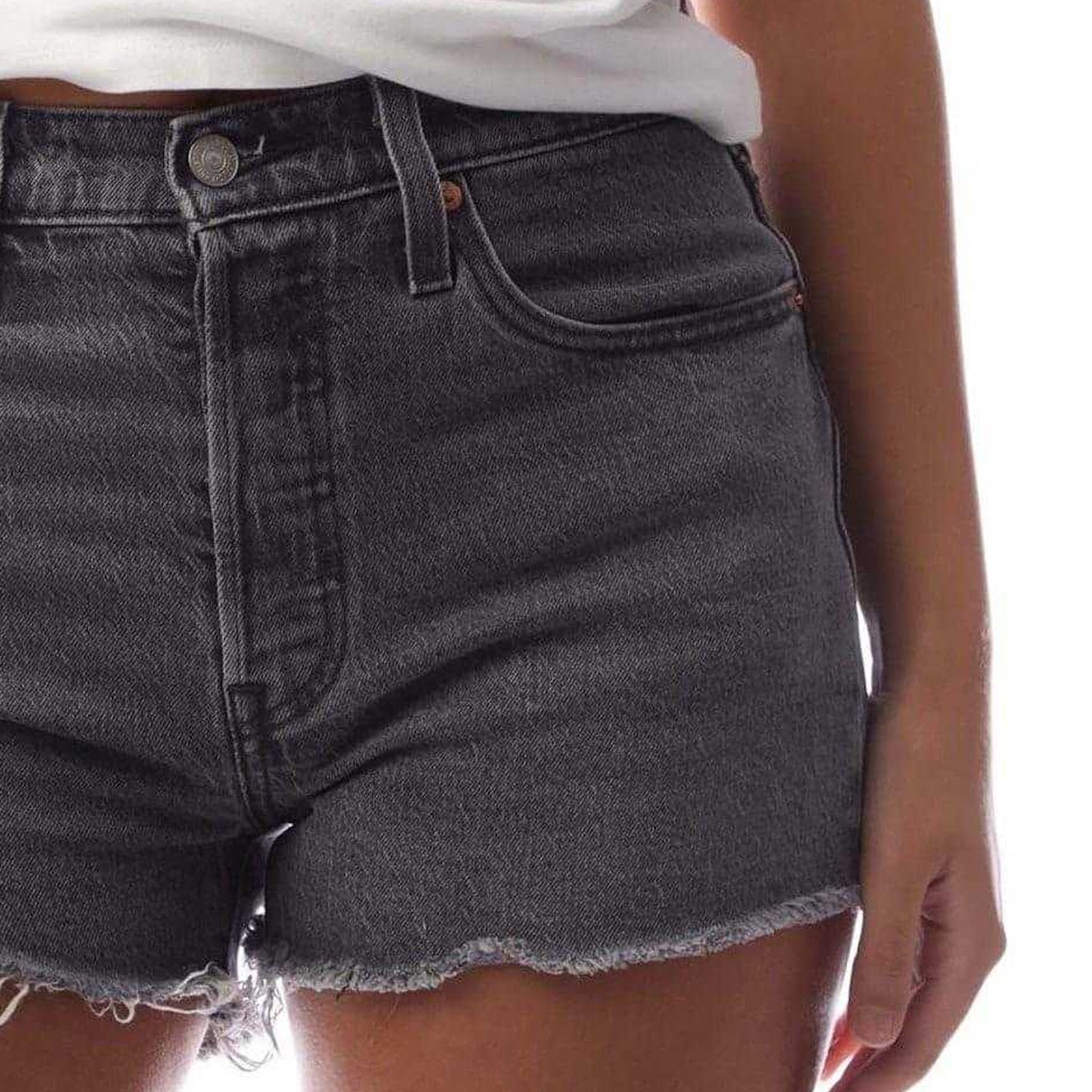 Charcoal Grey - Back - Levis Womens-Ladies 501 Original Jean Shorts