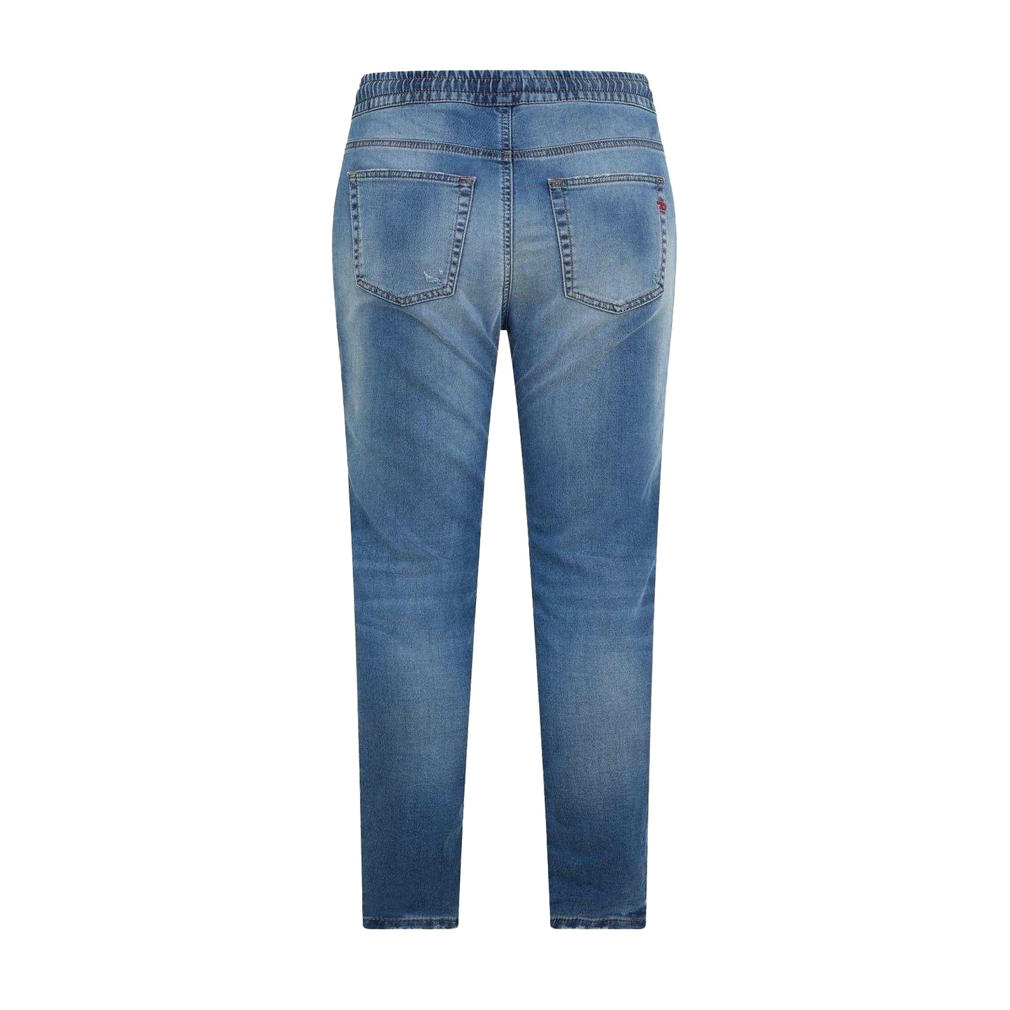 Blue Denim - Back - Diesel Womens-Ladies Krly Logo Elasticated Waist Wide Leg Jeans