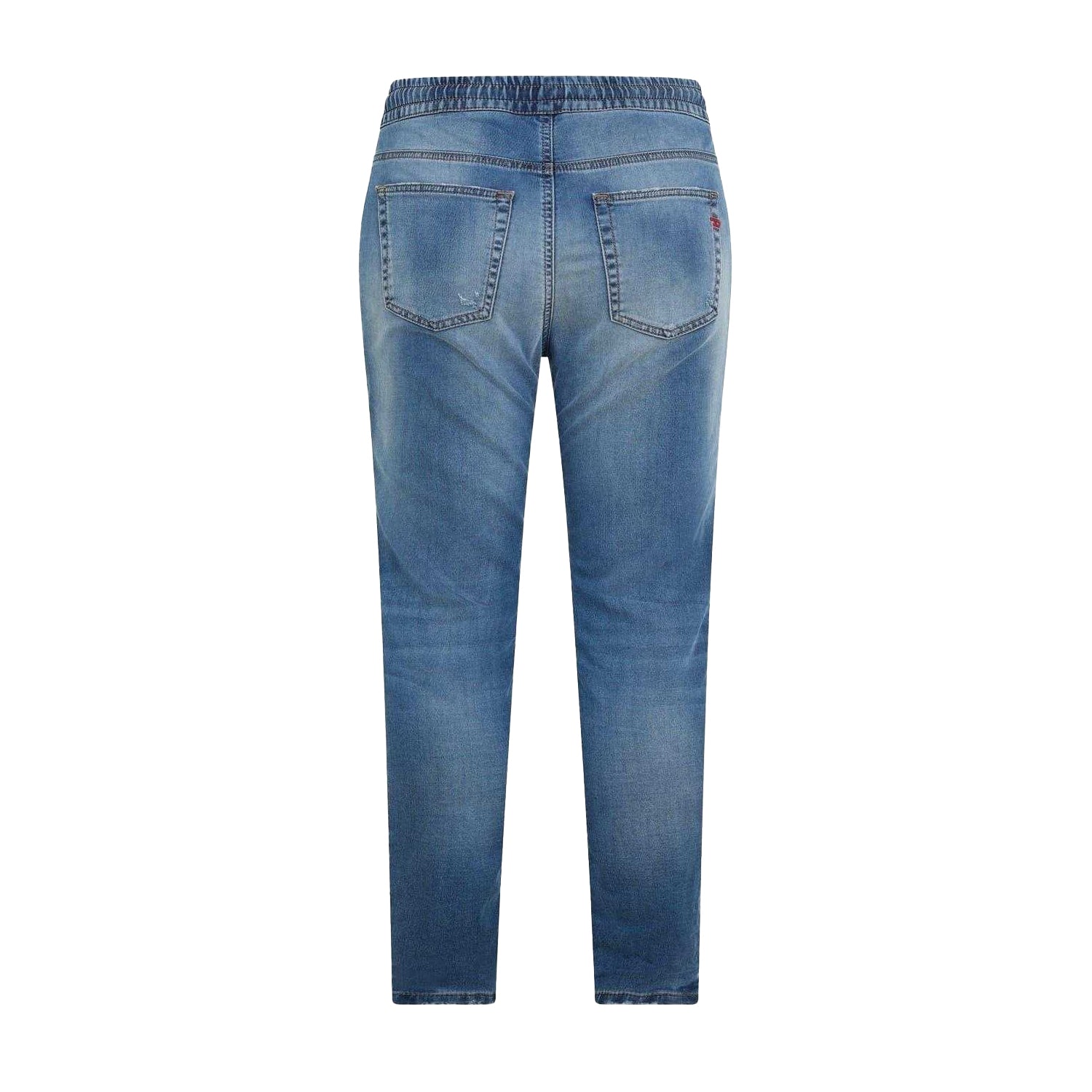 Blue Denim - Back - Diesel Womens-Ladies Krly Logo Elasticated Waist Wide Leg Jeans