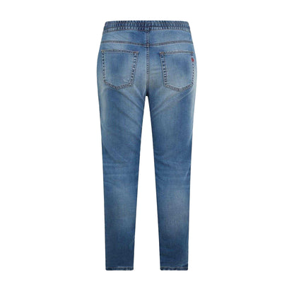 Blue Denim - Back - Diesel Womens-Ladies Krly Logo Elasticated Waist Wide Leg Jeans