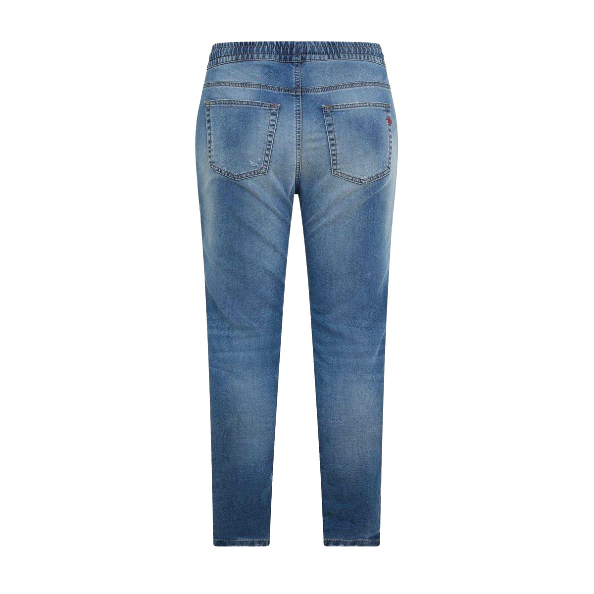Blue Denim - Back - Diesel Womens-Ladies Krly Logo Elasticated Waist Wide Leg Jeans