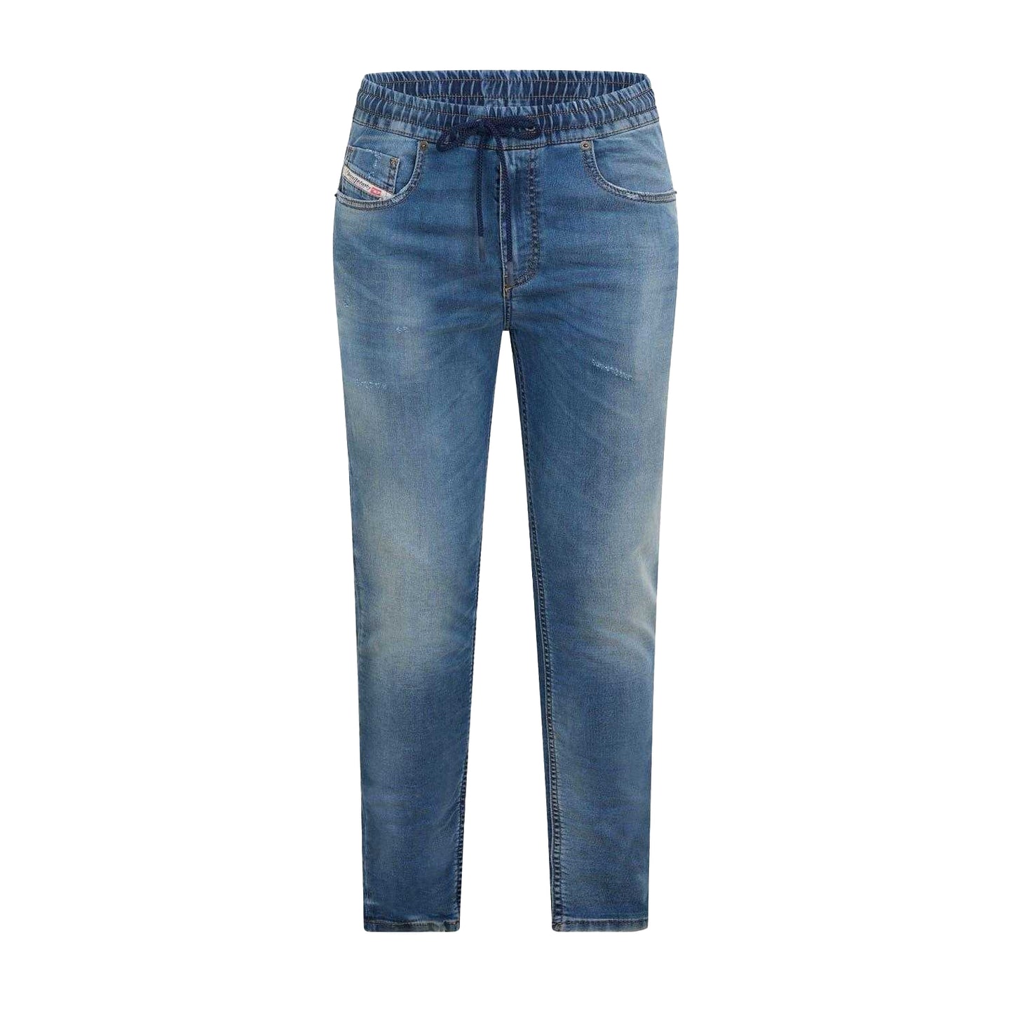 Blue Denim - Front - Diesel Womens-Ladies Krly Logo Elasticated Waist Wide Leg Jeans