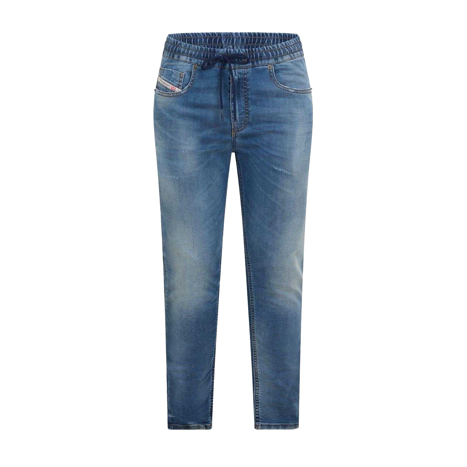 Blue Denim - Front - Diesel Womens-Ladies Krly Logo Elasticated Waist Wide Leg Jeans