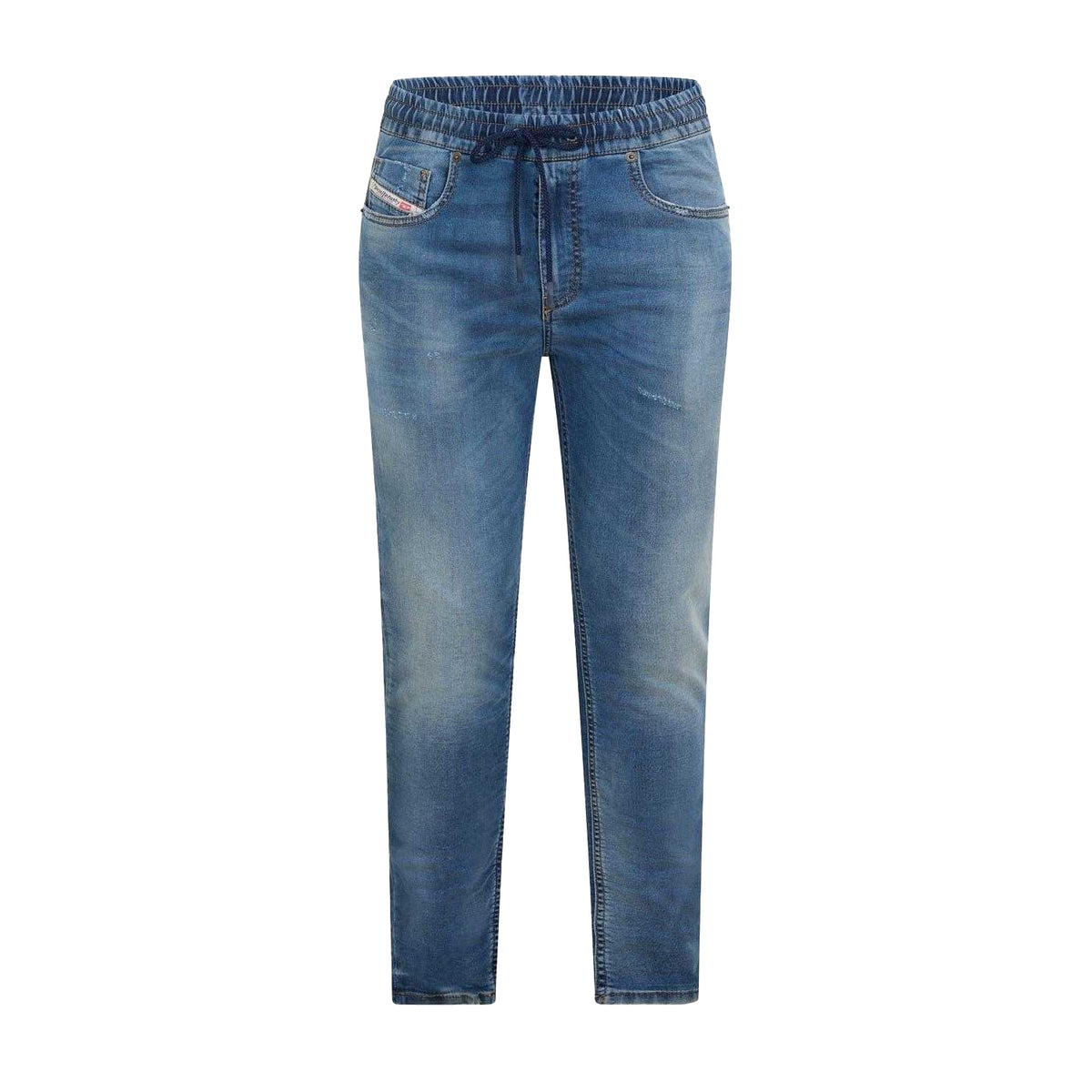 Blue Denim - Front - Diesel Womens-Ladies Krly Logo Elasticated Waist Wide Leg Jeans
