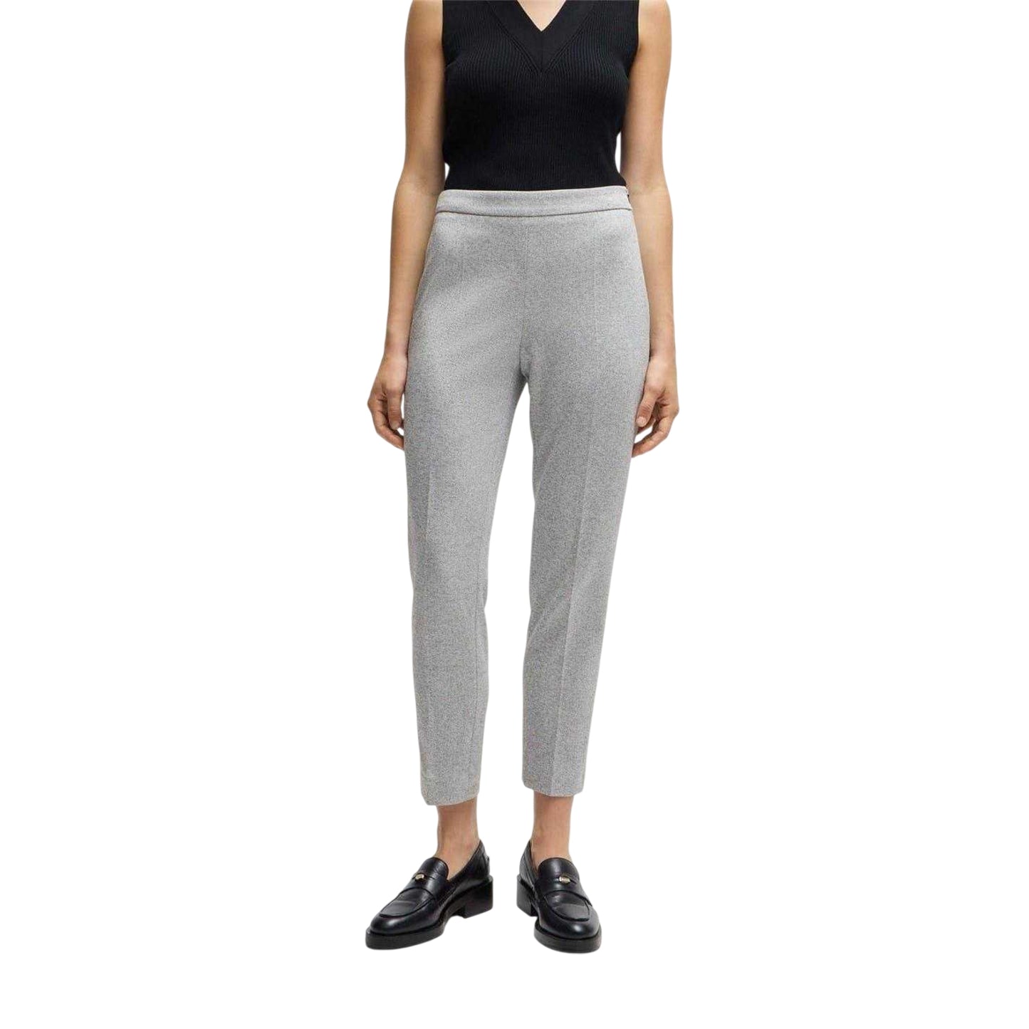 Grey - Front - Boss Womens-Ladies Tilunara Side Zip Slim Chinos