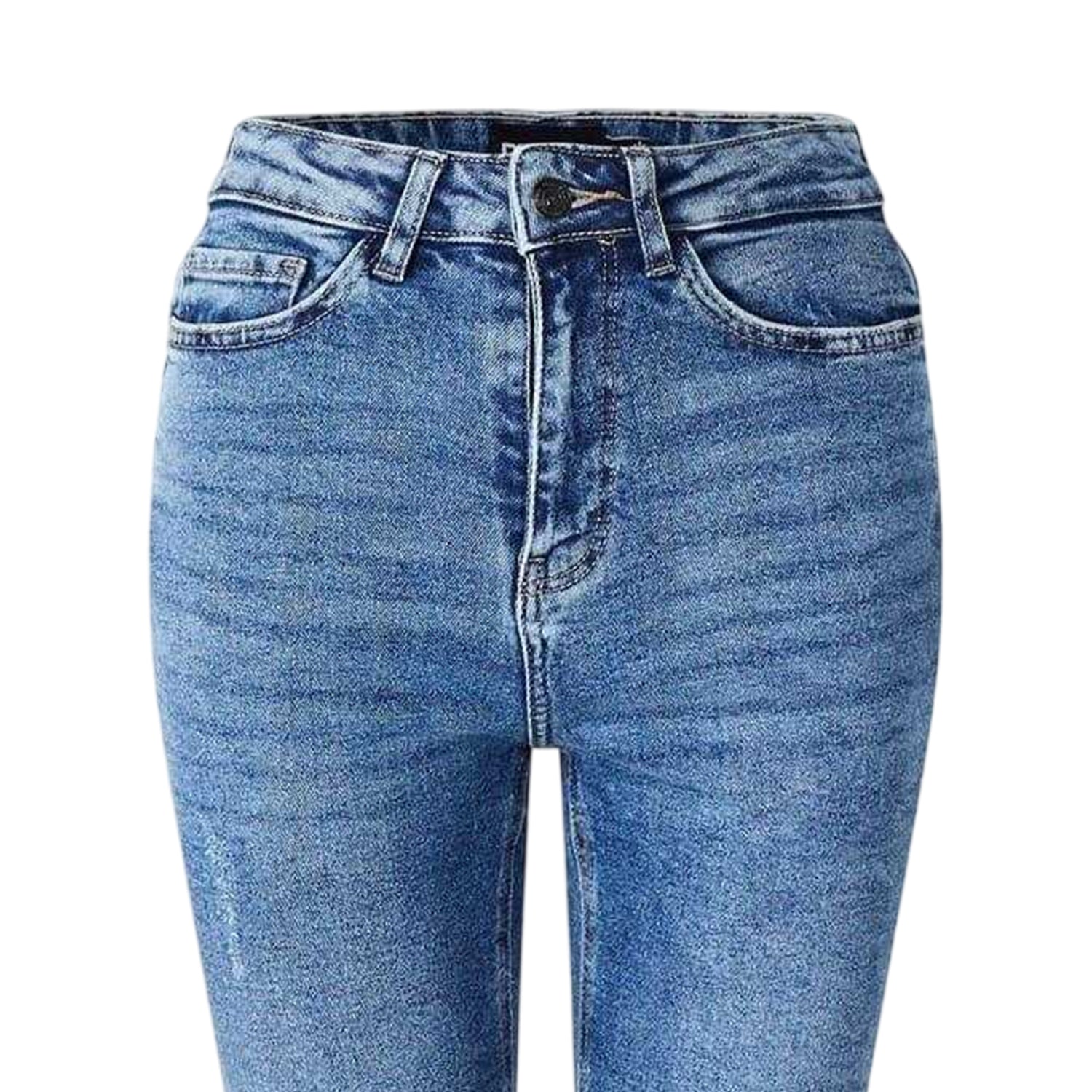 Medium Blue - Back - Pieces Womens-Ladies Denim Distressed Slim Jeans