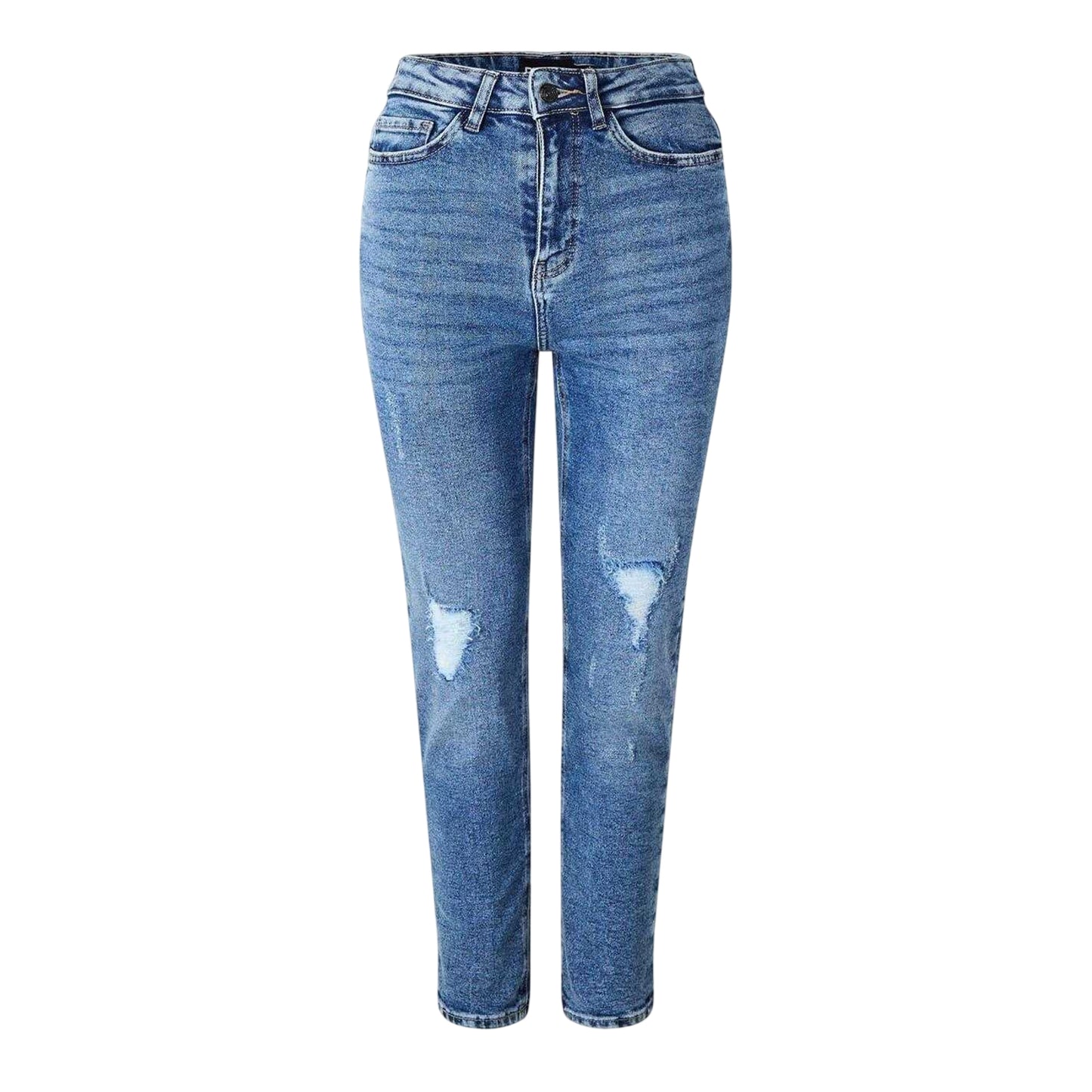 Medium Blue - Front - Pieces Womens-Ladies Denim Distressed Slim Jeans