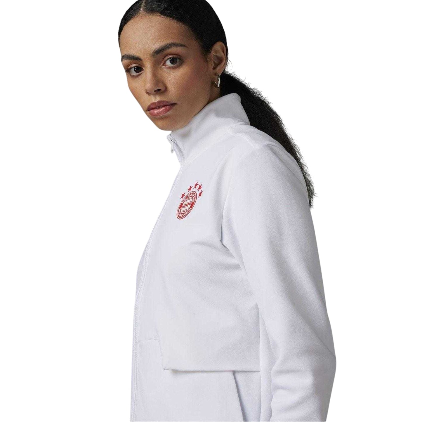 White - Side - Adidas Womens-Ladies FC Bayern Munich Anthem Jacket