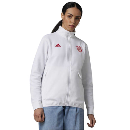 White - Lifestyle - Adidas Womens-Ladies FC Bayern Munich Anthem Jacket