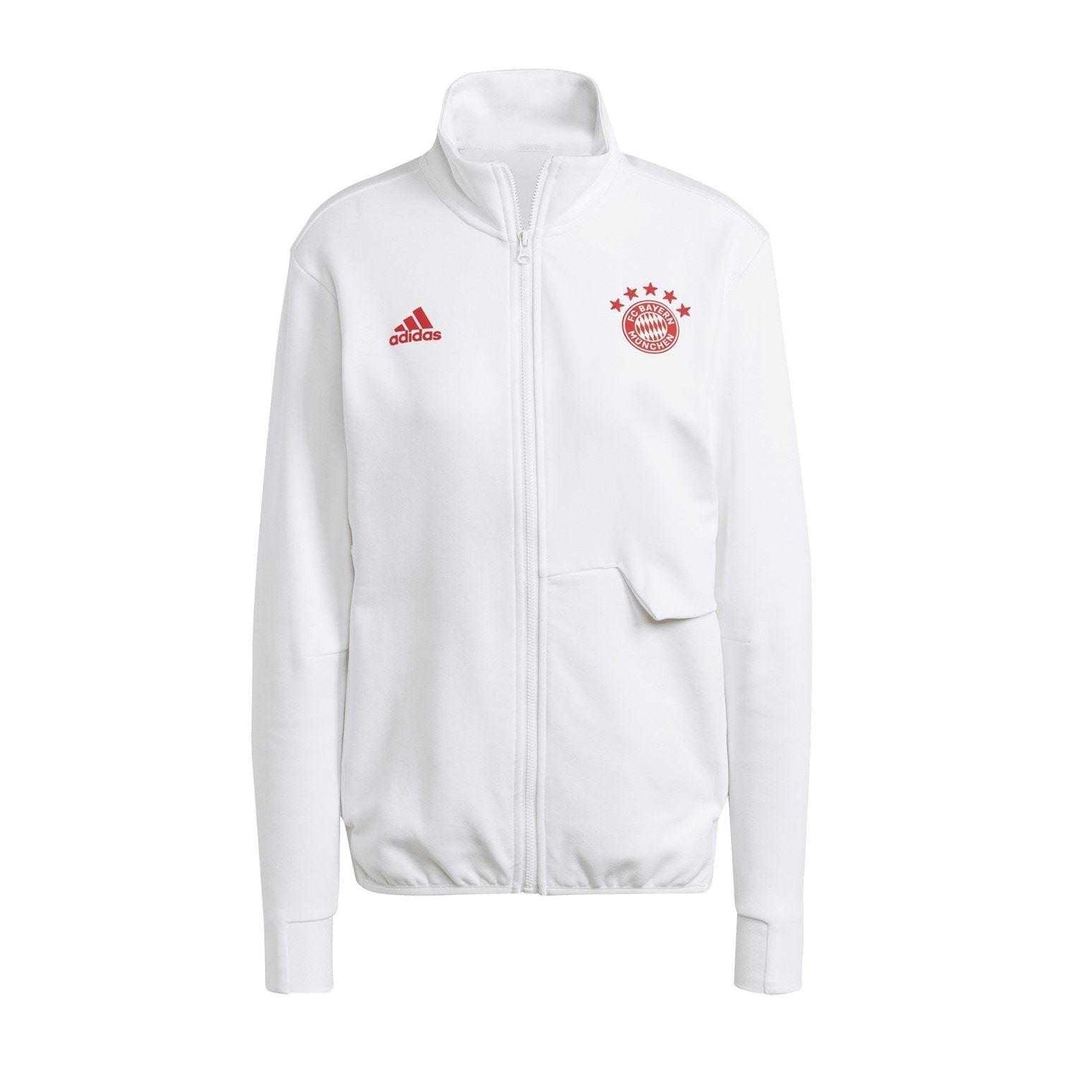 White - Front - Adidas Womens-Ladies FC Bayern Munich Anthem Jacket