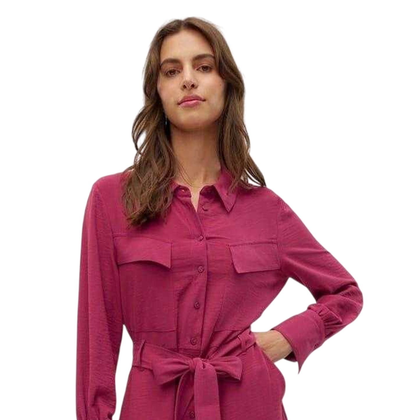 Red Plum - Back - Vero Moda Womens-Ladies Olla Collared Midi Shirt Dress