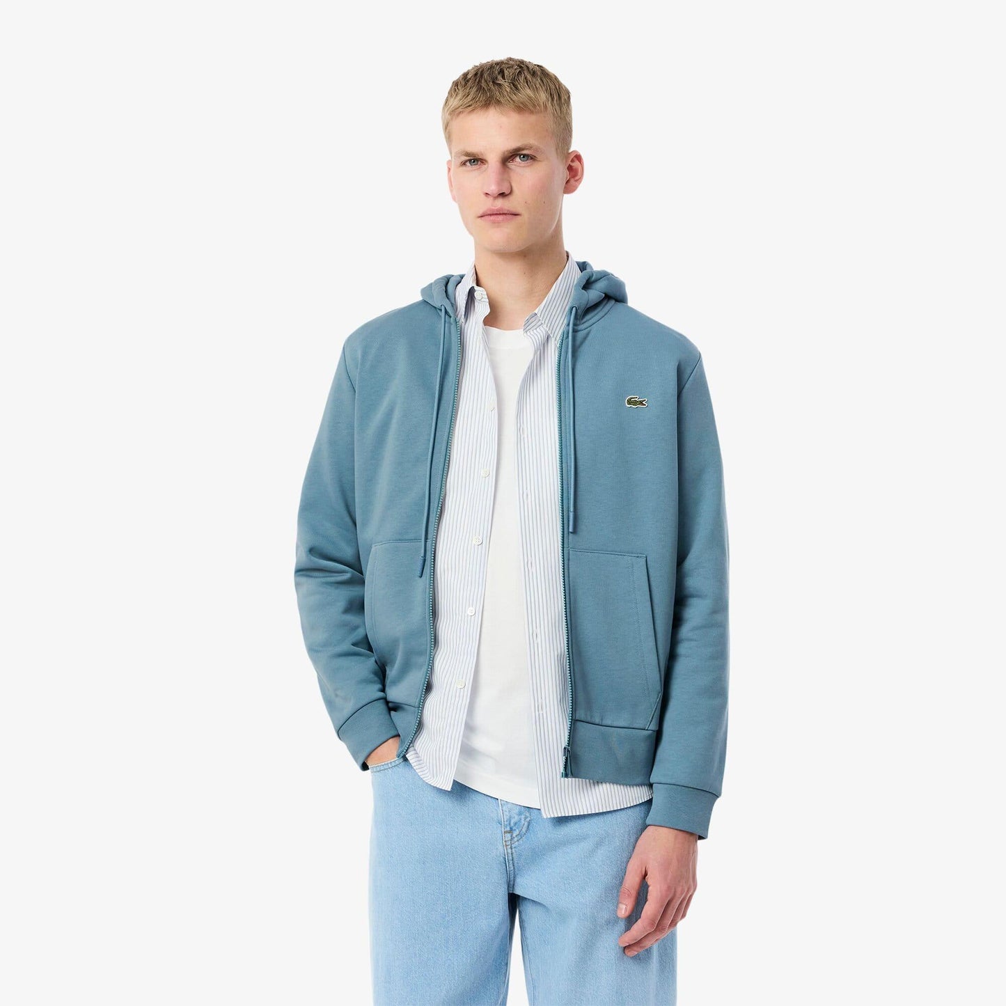 Blue - Back - Lacoste Mens Fleece Full Zip Hoodie