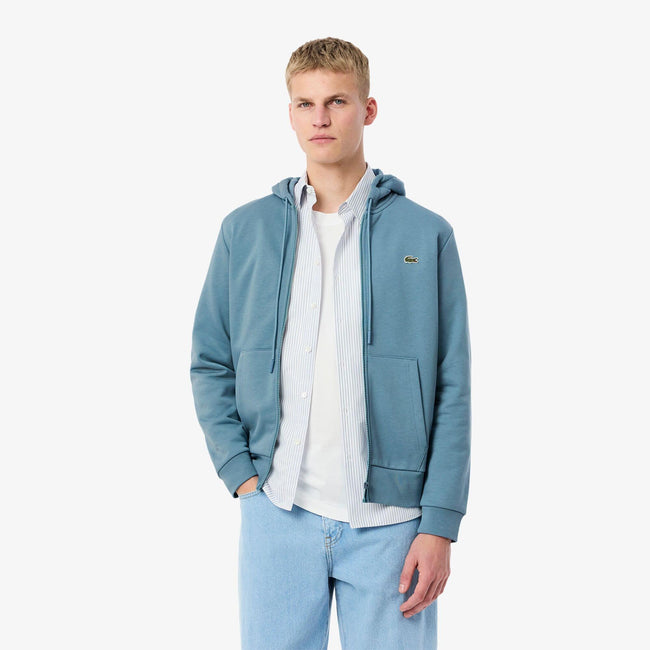 Blue - Back - Lacoste Mens Fleece Full Zip Hoodie