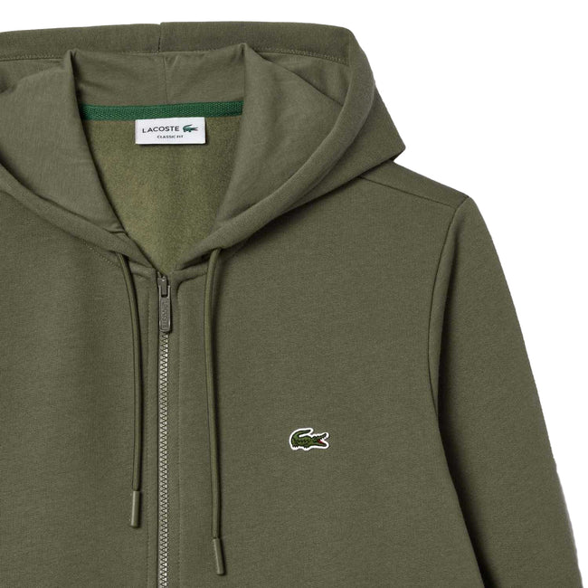 Green - Back - Lacoste Mens Fleece Full Zip Hoodie