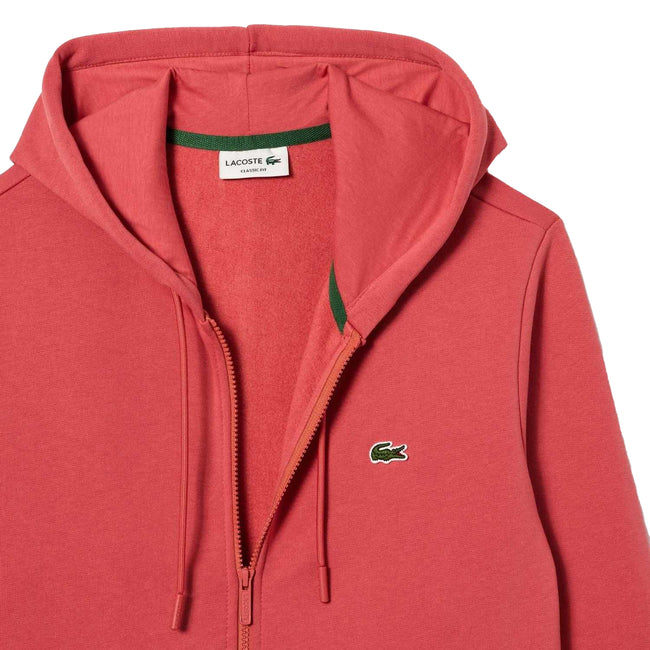 Red - Back - Lacoste Mens Fleece Full Zip Hoodie