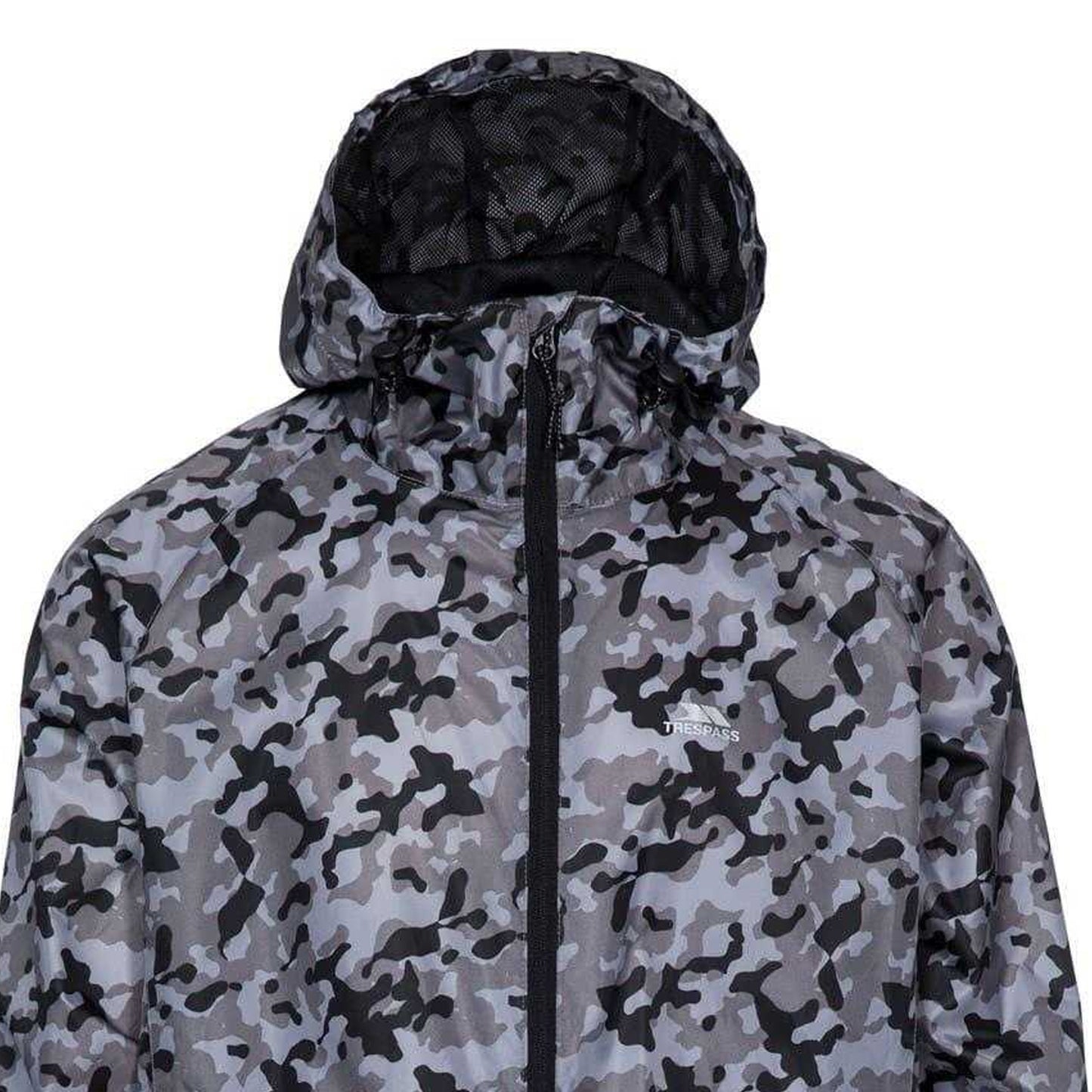 Grey - Side - Trespass Womens-Ladies Qikpac Camouflage Packaway Raincoat