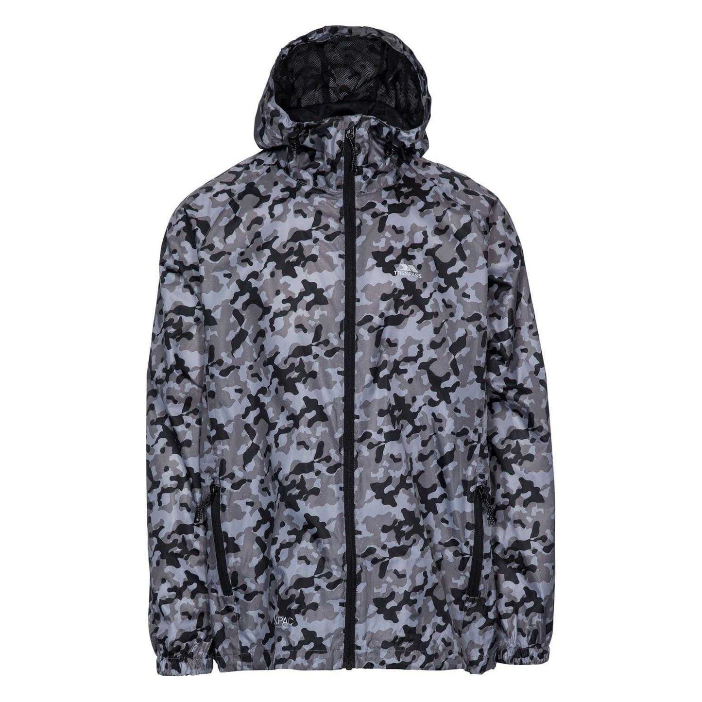 Grey - Front - Trespass Womens-Ladies Qikpac Camouflage Packaway Raincoat
