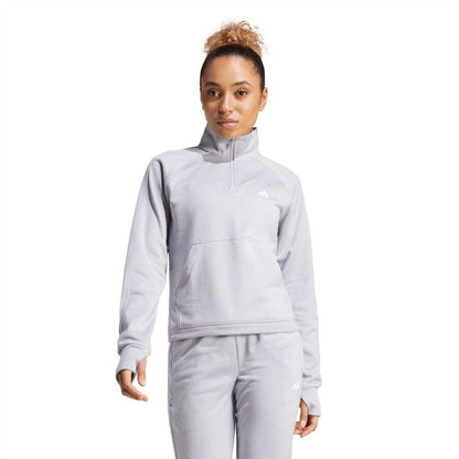 Grey - Lifestyle - Adidas Womens-Ladies Game & Go Aeroready Quarter Zip Top