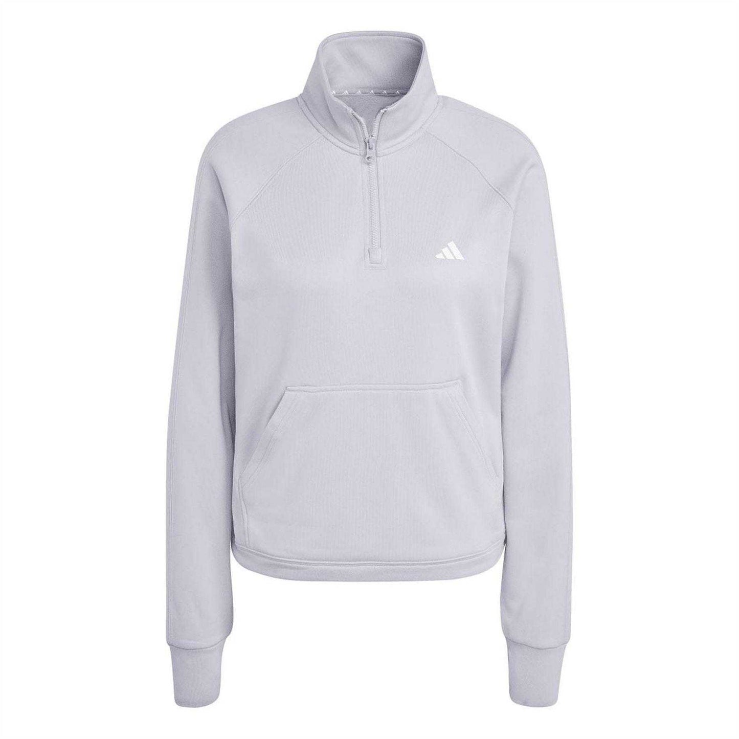 Grey - Front - Adidas Womens-Ladies Game & Go Aeroready Quarter Zip Top
