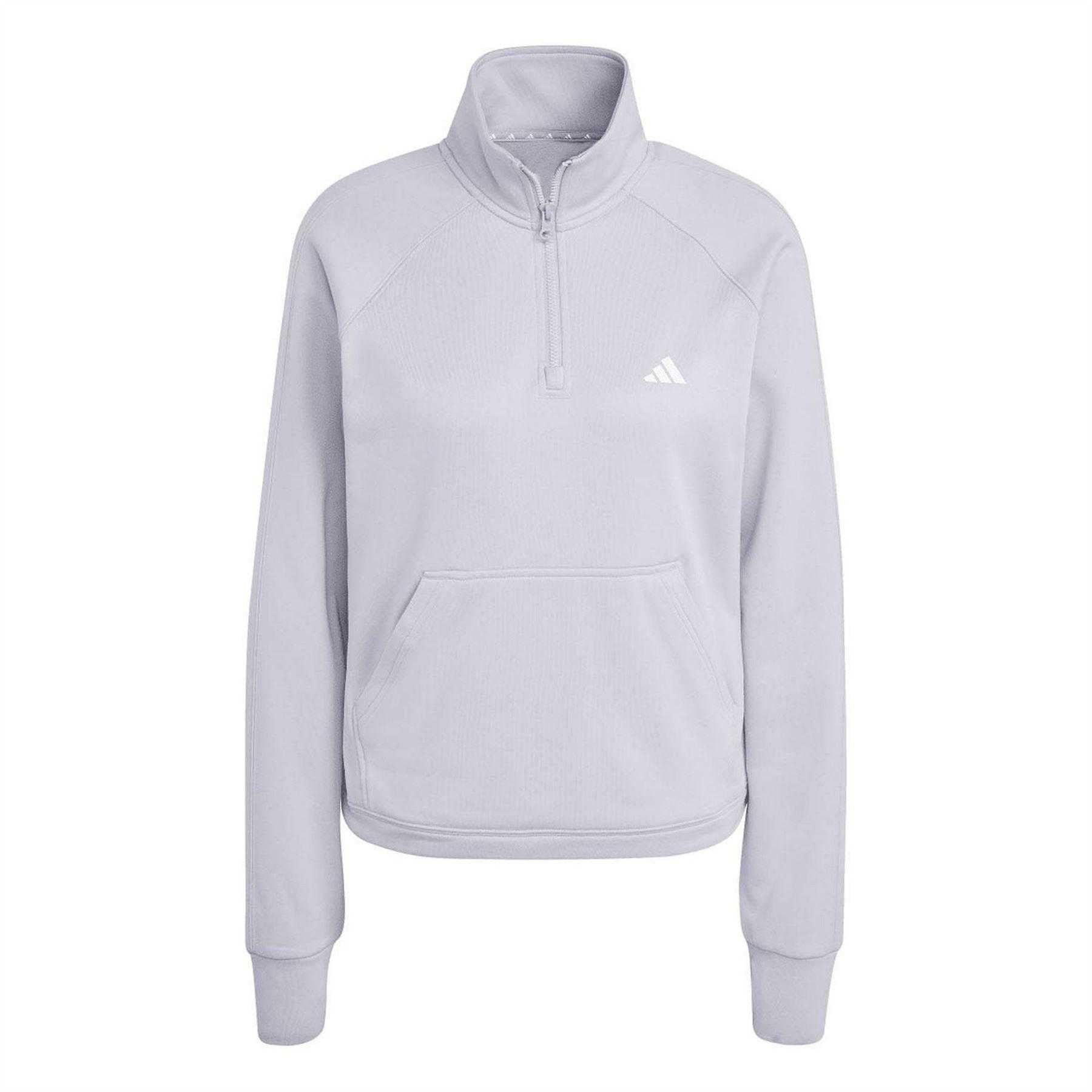 Grey - Front - Adidas Womens-Ladies Game & Go Aeroready Quarter Zip Top