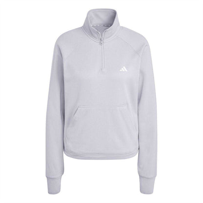 Grey - Front - Adidas Womens-Ladies Game & Go Aeroready Quarter Zip Top