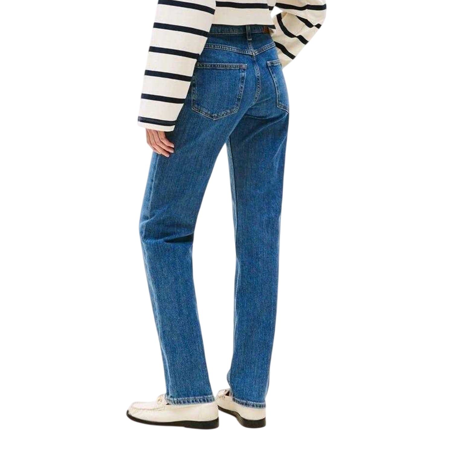 Mid Blue - Back - Tommy Jeans Womens-Ladies 5 Pockets Straight Leg Jeans