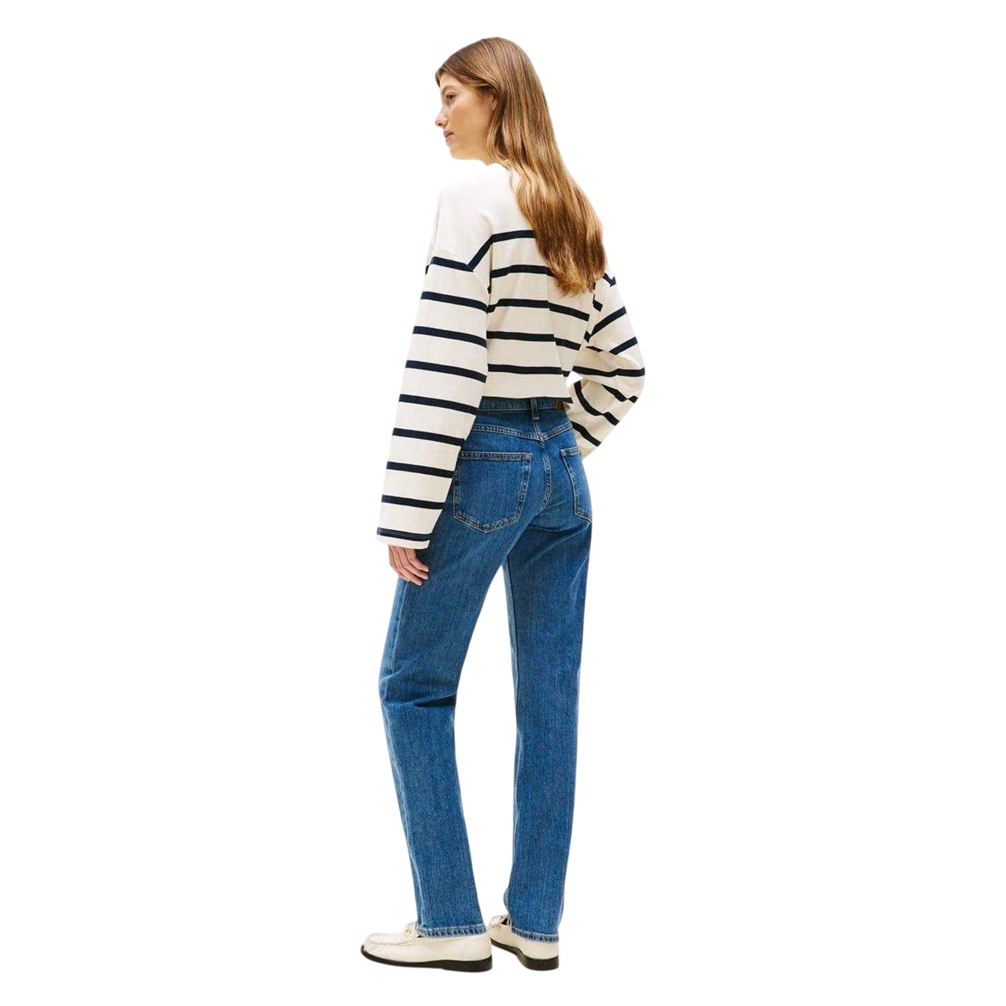 Mid Blue - Side - Tommy Jeans Womens-Ladies 5 Pockets Straight Leg Jeans