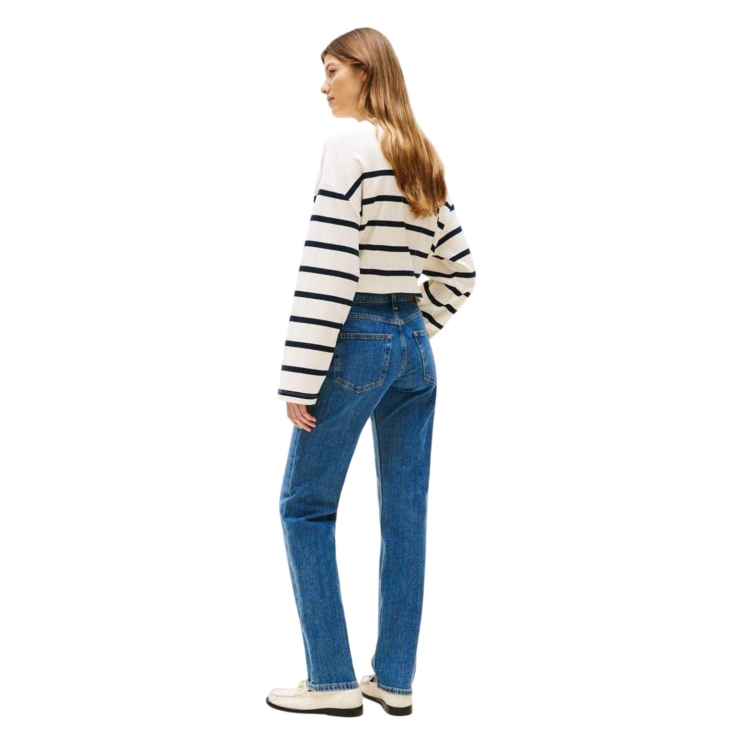 Mid Blue - Side - Tommy Jeans Womens-Ladies 5 Pockets Straight Leg Jeans