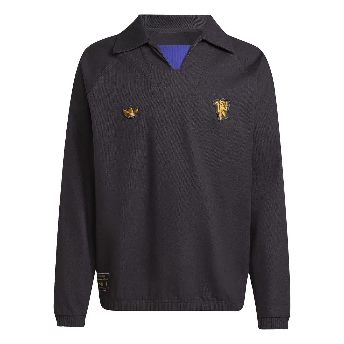 Black - Front - Adidas Mens Terrace Icons Manchester United FC Drill Top