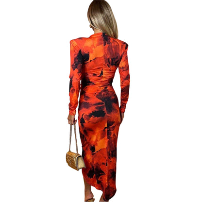 Red - Back - AX Paris Womens-Ladies Floral Long-Sleeved Wrap Dress