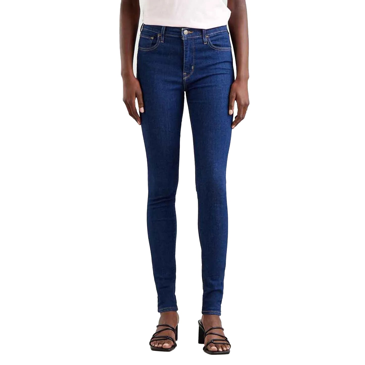 Dark Blue - Side - Levis Womens-Ladies 720 Rinse High Rise Super Skinny Jeans