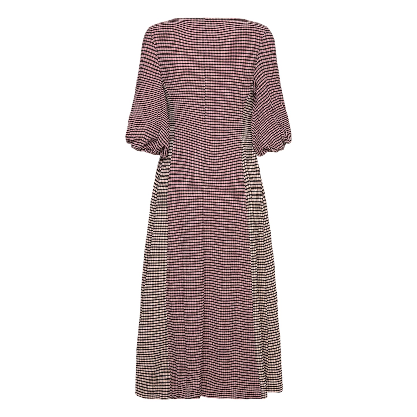 Pink - Back - Stine Goya Womens-Ladies Striped 3-4 Sleeve Midi Dress
