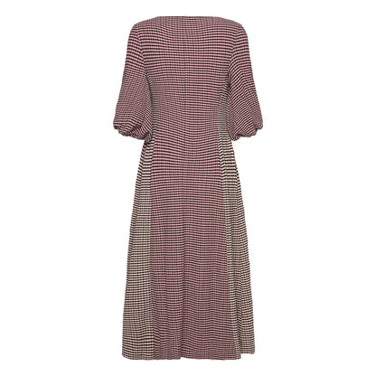Pink - Back - Stine Goya Womens-Ladies Striped 3-4 Sleeve Midi Dress