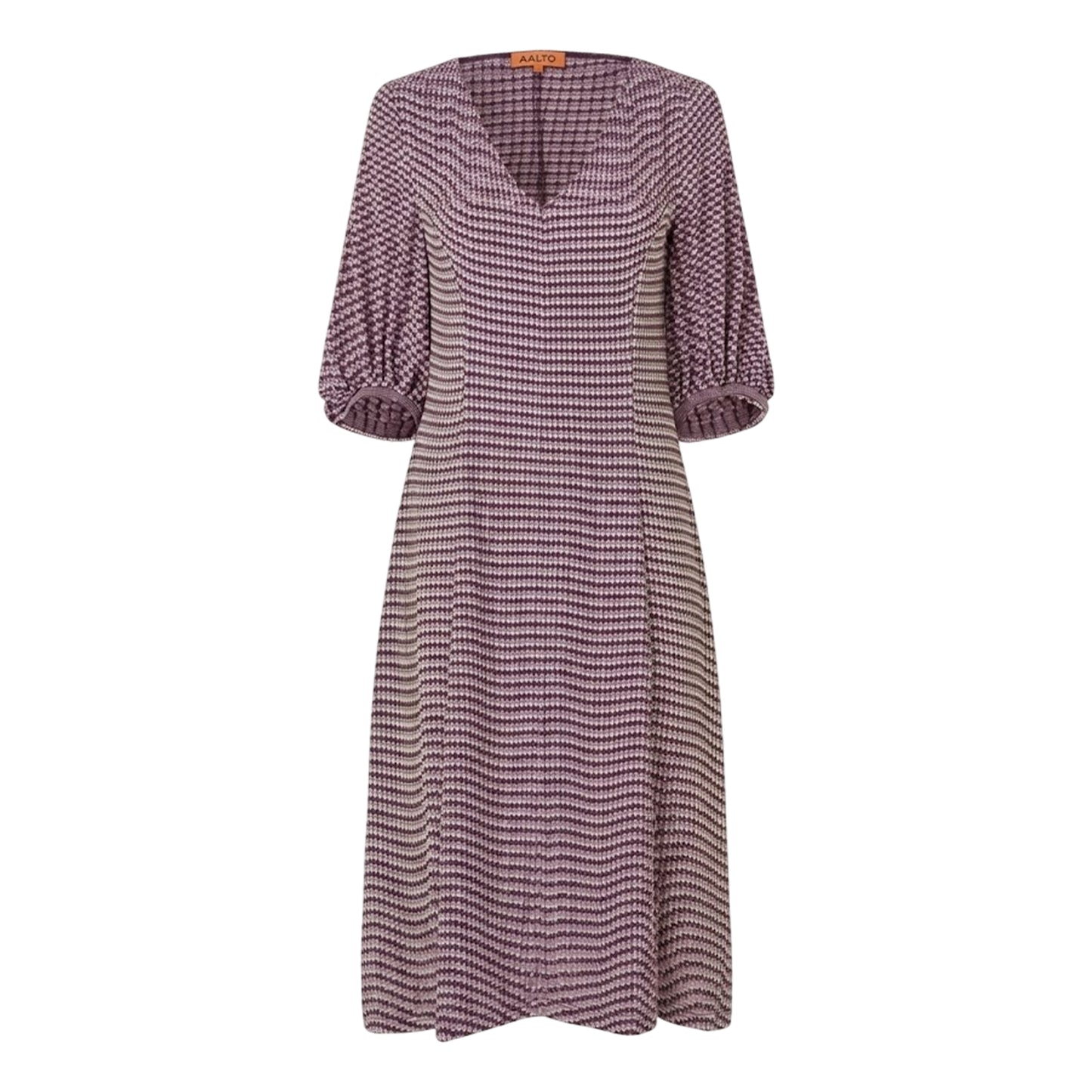 Pink - Front - Stine Goya Womens-Ladies Striped 3-4 Sleeve Midi Dress