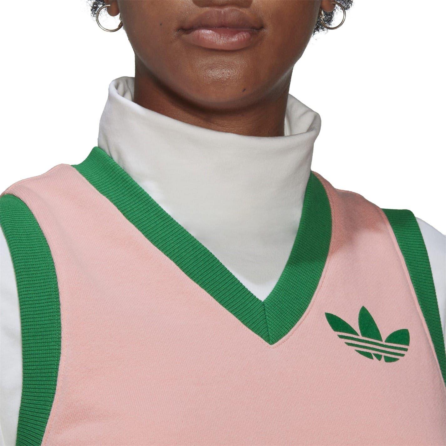Pink - Side - Adidas Womens-Ladies Originals 70s Sweater Vest