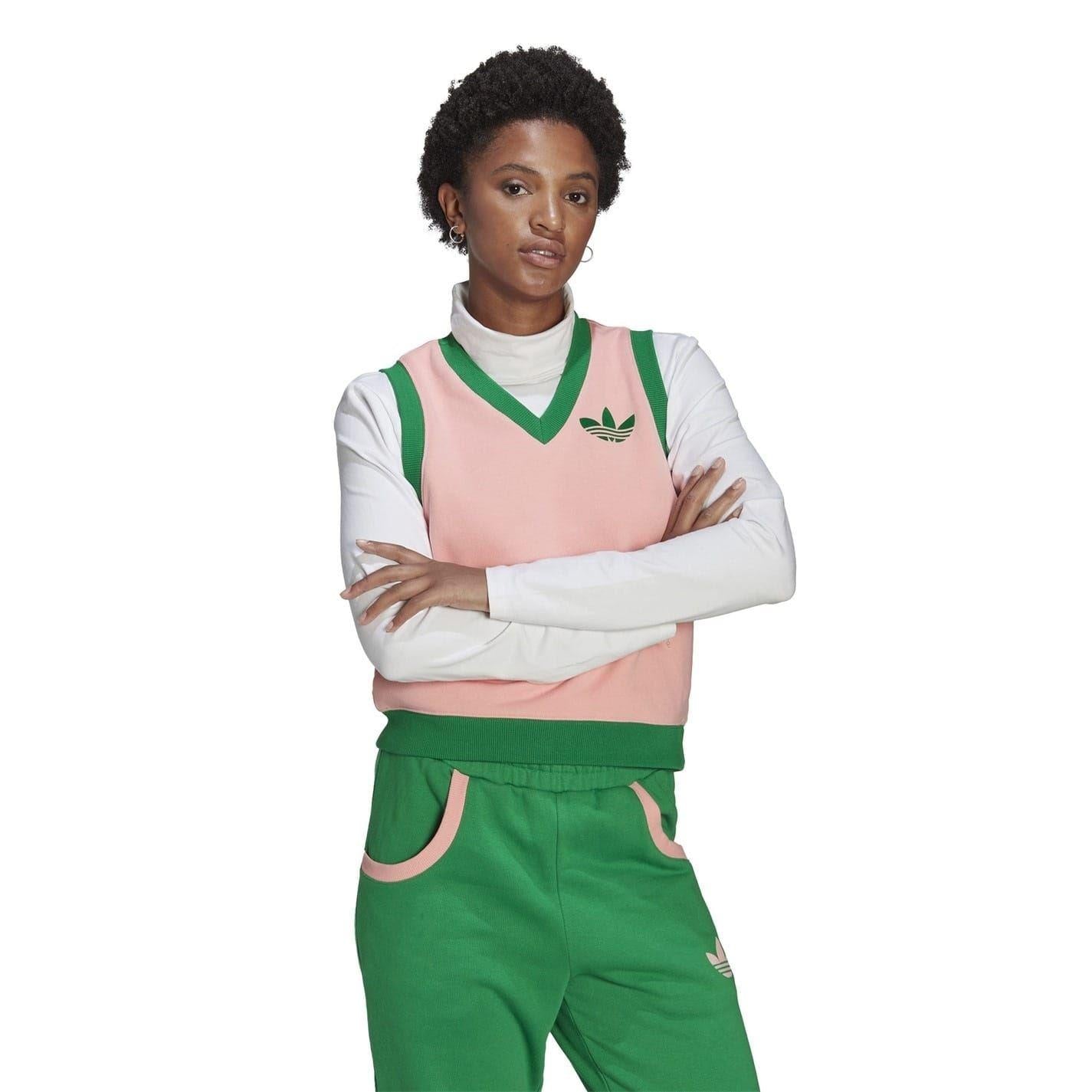 Pink - Pack Shot - Adidas Womens-Ladies Originals 70s Sweater Vest