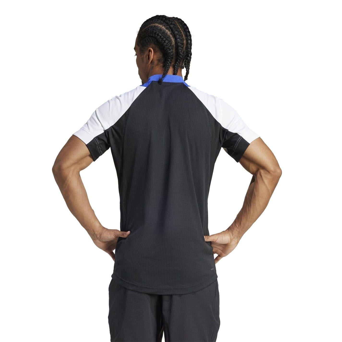 Blue-White-Black - Back - Adidas Mens Pro Heat.Rdy Technology Tennis Polo Shirt
