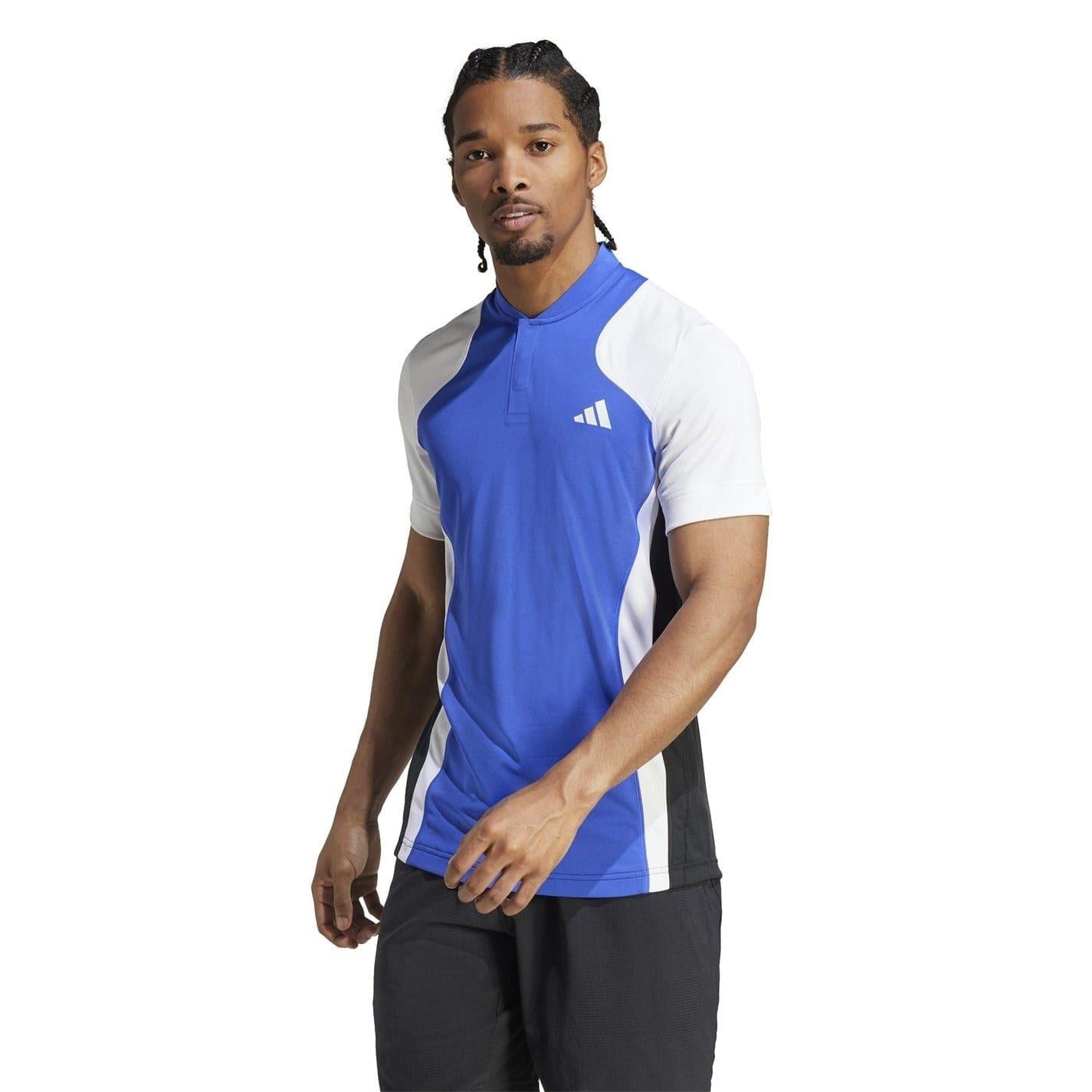 Blue-White-Black - Lifestyle - Adidas Mens Pro Heat.Rdy Technology Tennis Polo Shirt