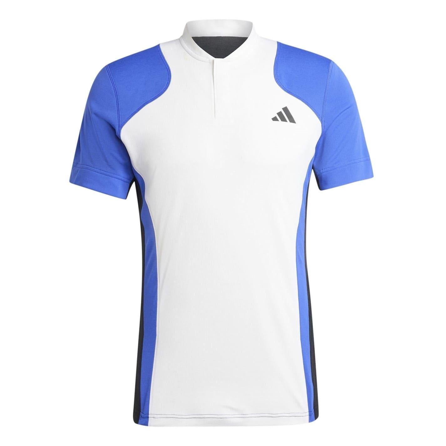 White-Blue-Black - Front - Adidas Mens Pro Heat.Rdy Technology Tennis Polo Shirt