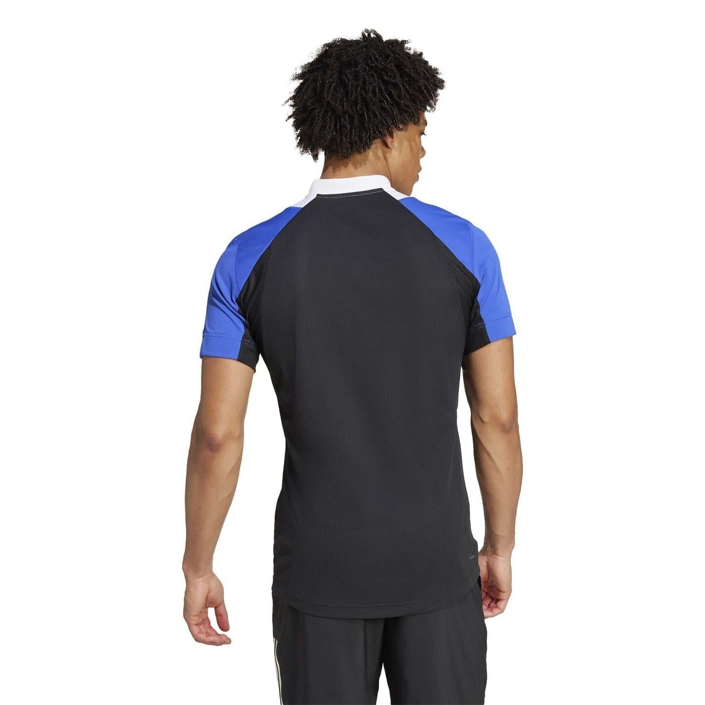 White-Blue-Black - Back - Adidas Mens Pro Heat.Rdy Technology Tennis Polo Shirt