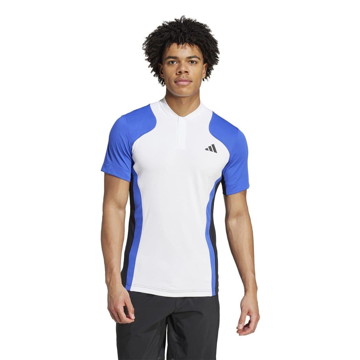 White-Blue-Black - Lifestyle - Adidas Mens Pro Heat.Rdy Technology Tennis Polo Shirt