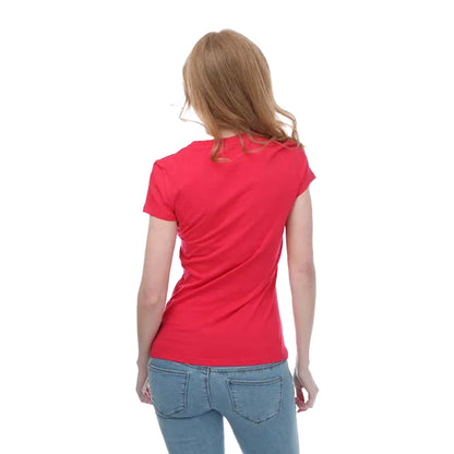 Red - Back - Armani Womens-Ladies Cotton Slim T-Shirt