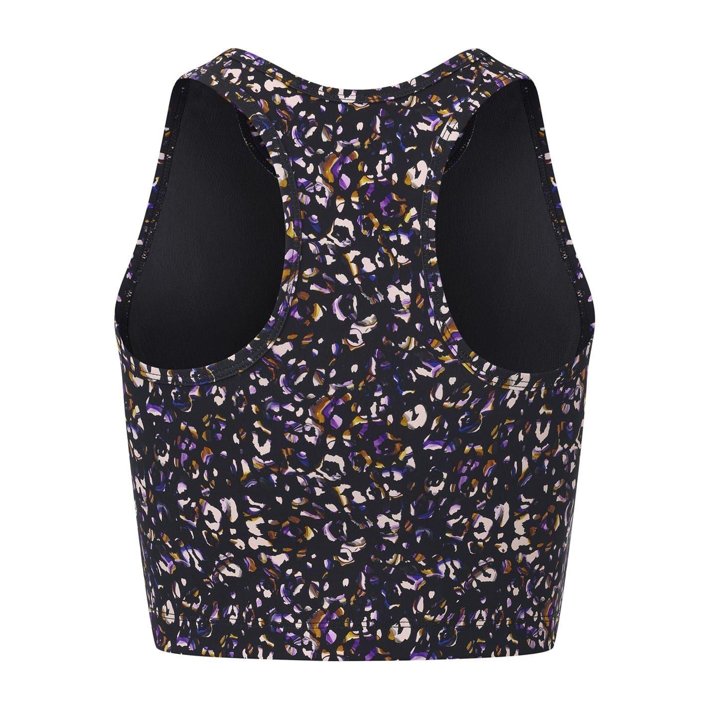 Black - Back - Biba Womens-Ladies Move Leopard Cropped Tank Top
