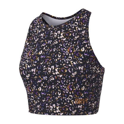 Black - Side - Biba Womens-Ladies Move Leopard Cropped Tank Top