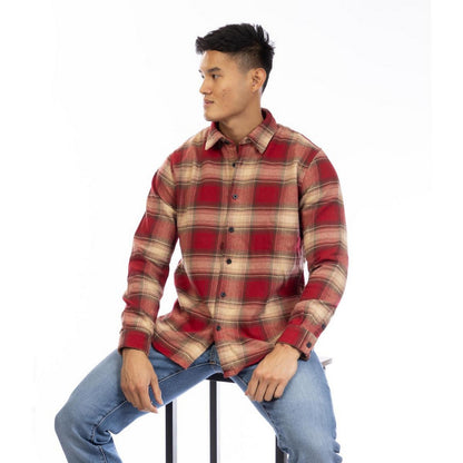 Red - Lifestyle - Peter Werth Mens Bagley Plaid Collared Long-Sleeved Shirt