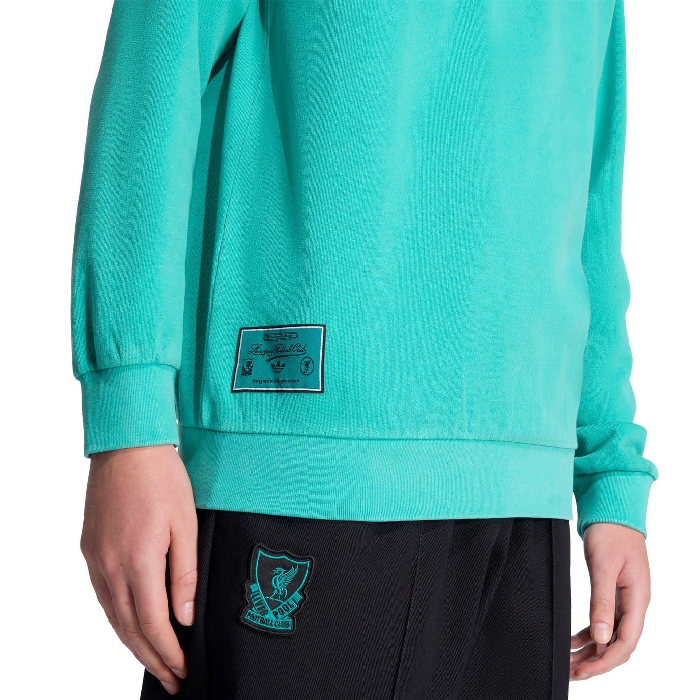 Green - Side - Adidas Mens Terrace Icons Liverpool FC Half Zip Top