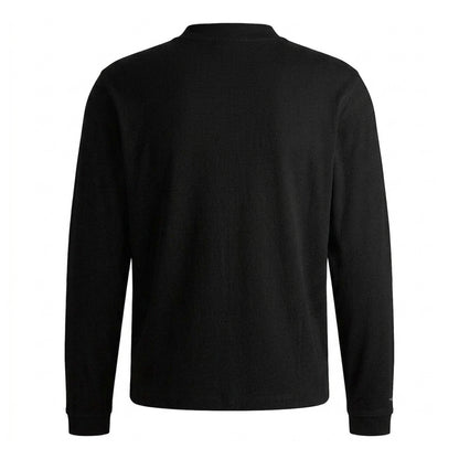 Black - Back - Hugo Mens Mock Neck Long-Sleeved T-Shirt