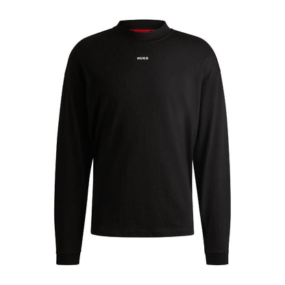 Black - Front - Hugo Mens Mock Neck Long-Sleeved T-Shirt