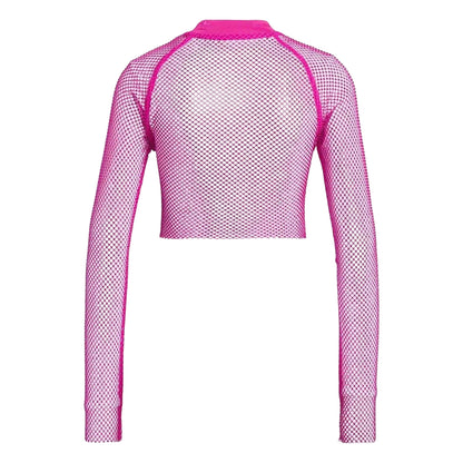 Pink - Back - Adidas Womens-Ladies Ivy Park Crystal Mesh Top