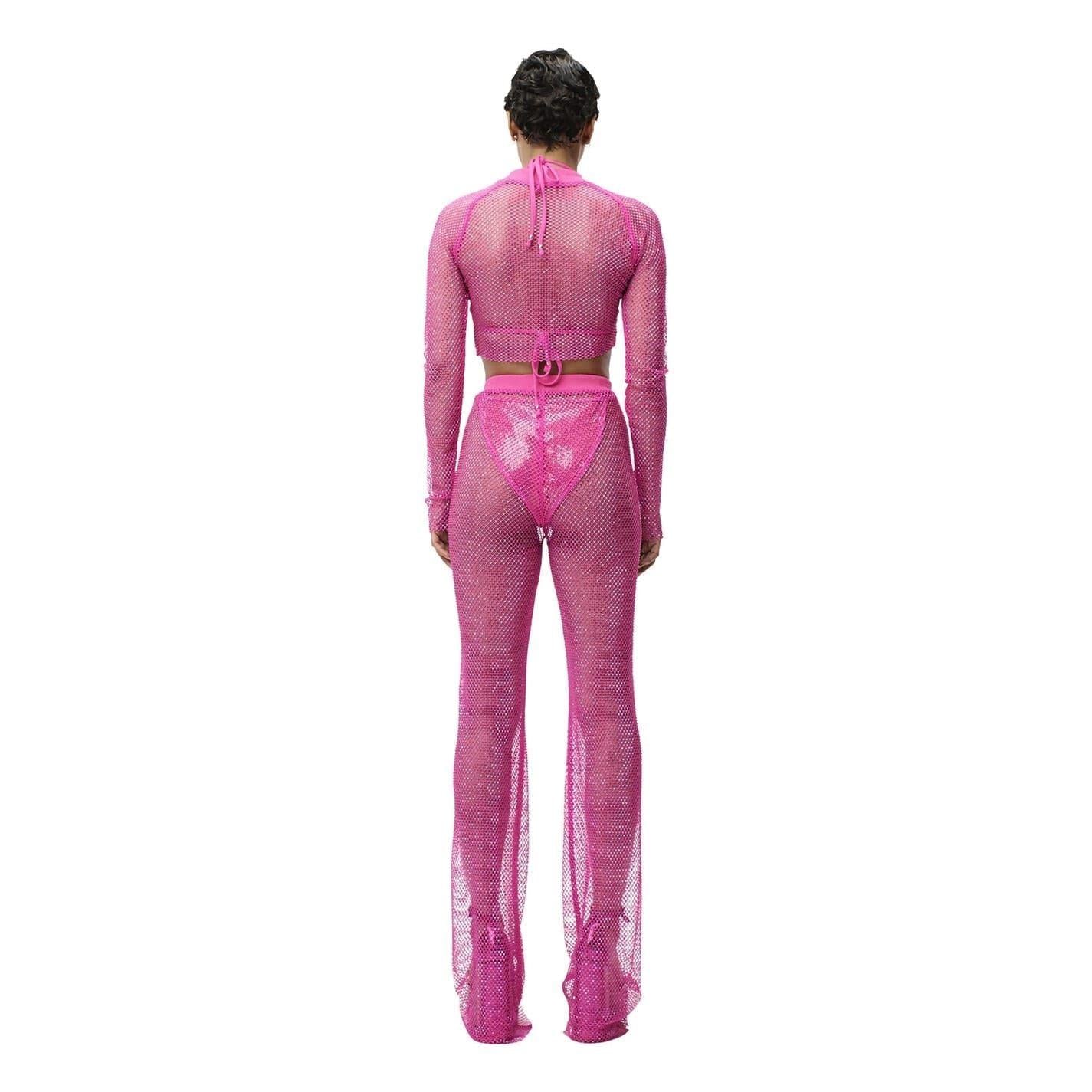 Pink - Lifestyle - Adidas Womens-Ladies Ivy Park Crystal Mesh Top